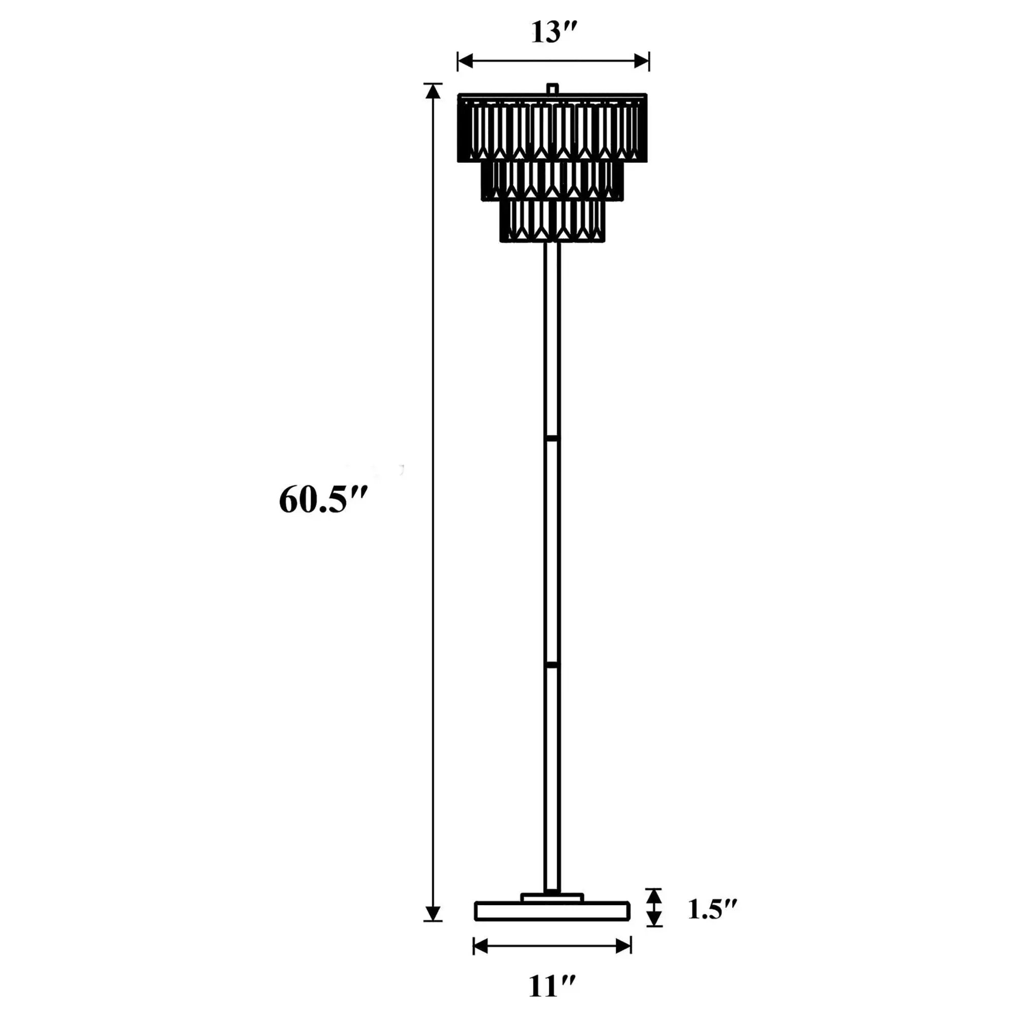 Base Floor Lamp With Crystal Shade - Silver