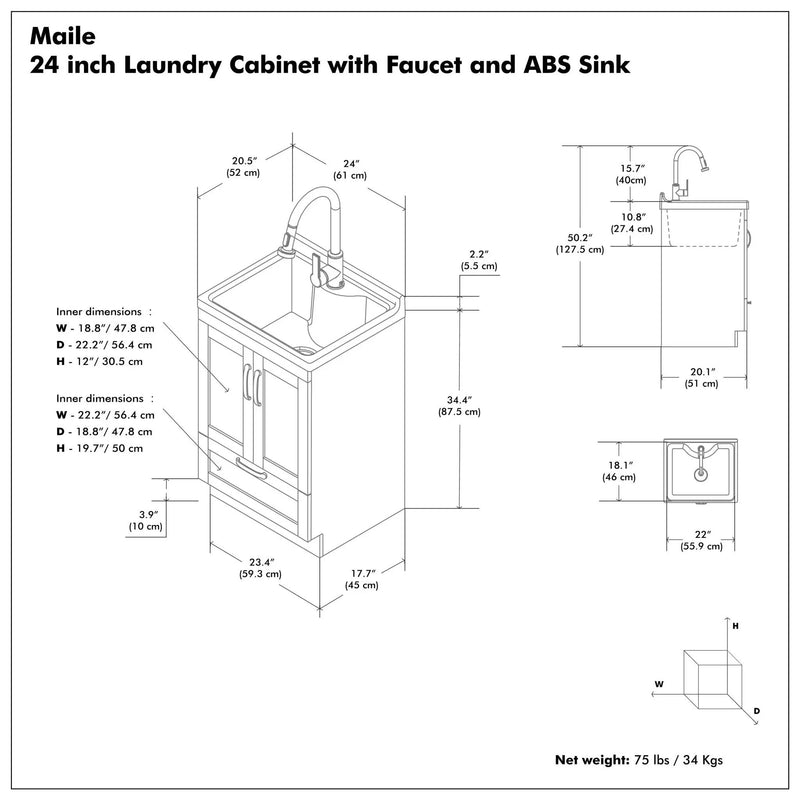 Maile - All-In-One Laundry Utility Sink And Cabinet by Unique Piece Furniture