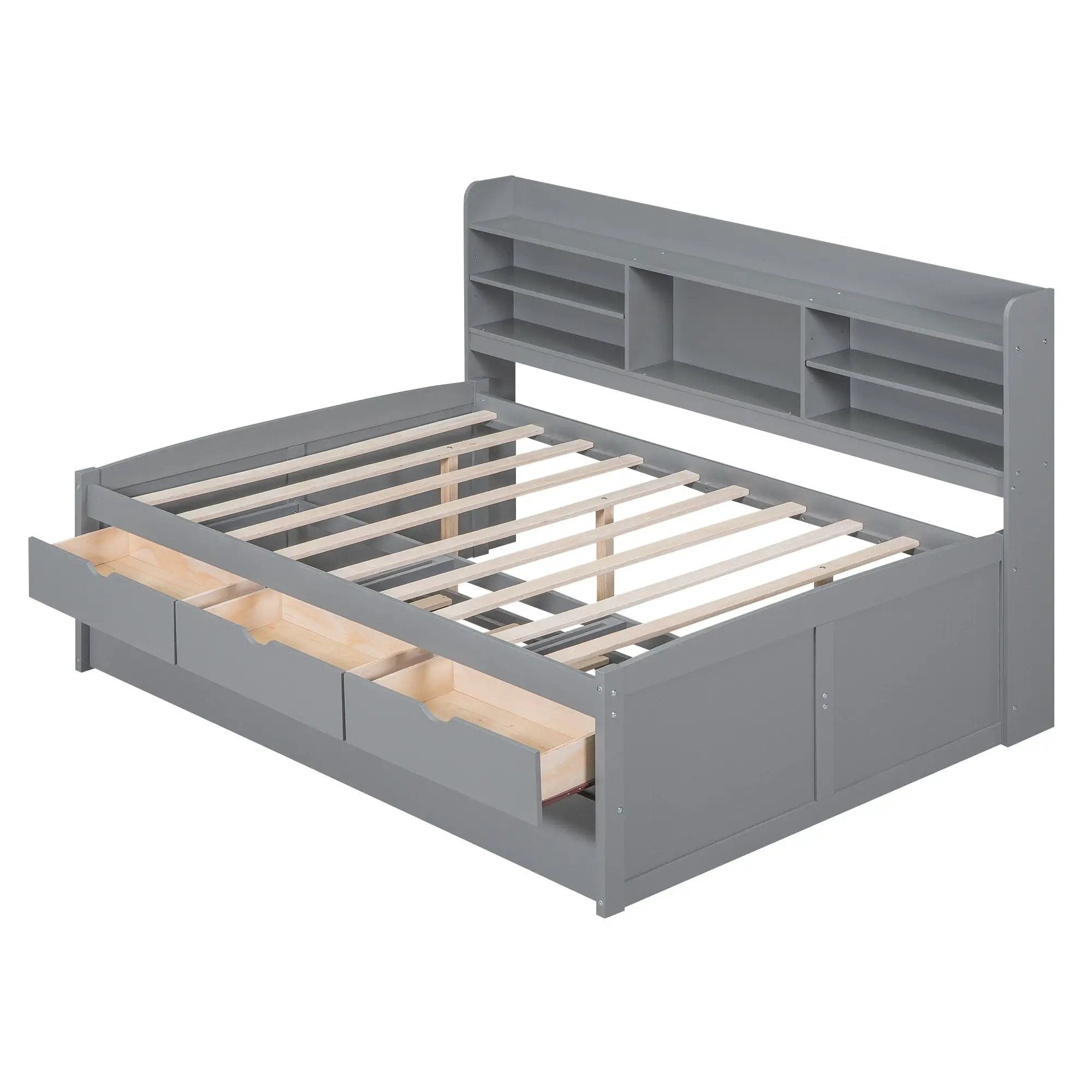 Captain Bed With Built In Bookshelves, 3 Storage Drawers, And Trundle by HouseOfZazla