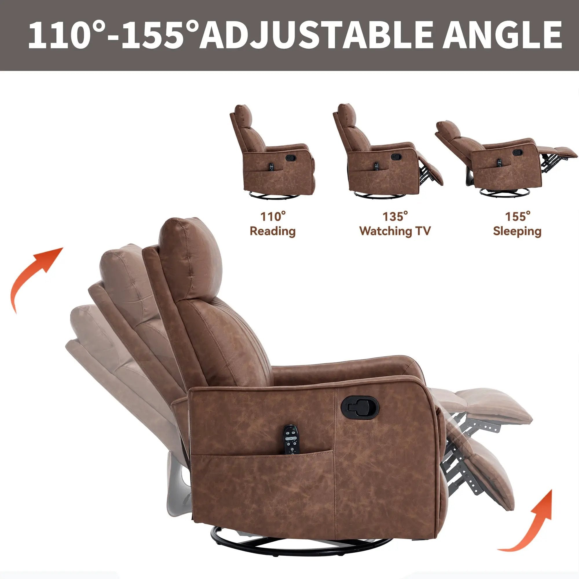 Brown Heat Massage Manual Recliner Chair by HouseOfZazla
