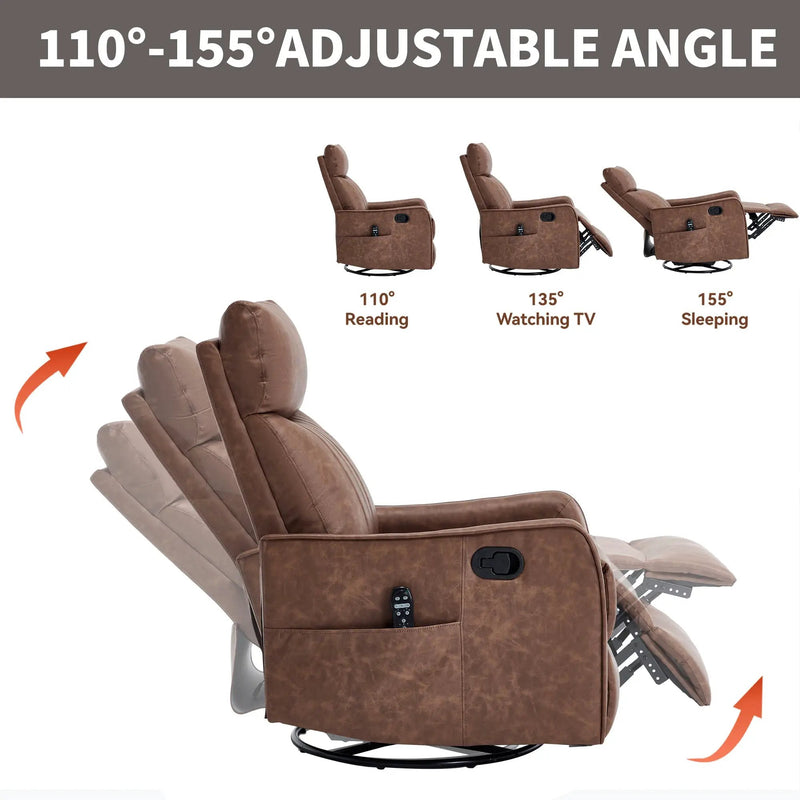 Brown Heat Massage Manual Recliner Chair by HouseOfZazla