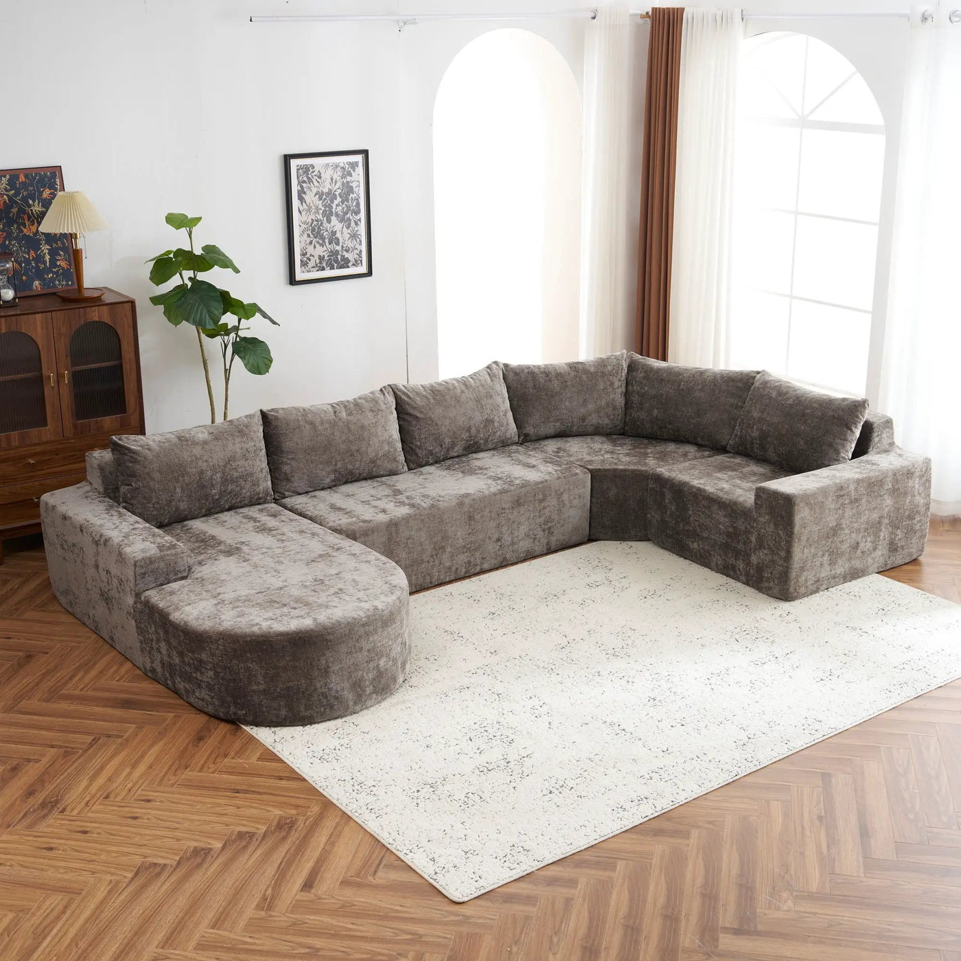 U-Shaped Oversized Modular Cloud Sectional Sofa With Deep Seat For Living Room by Unique Piece Furniture