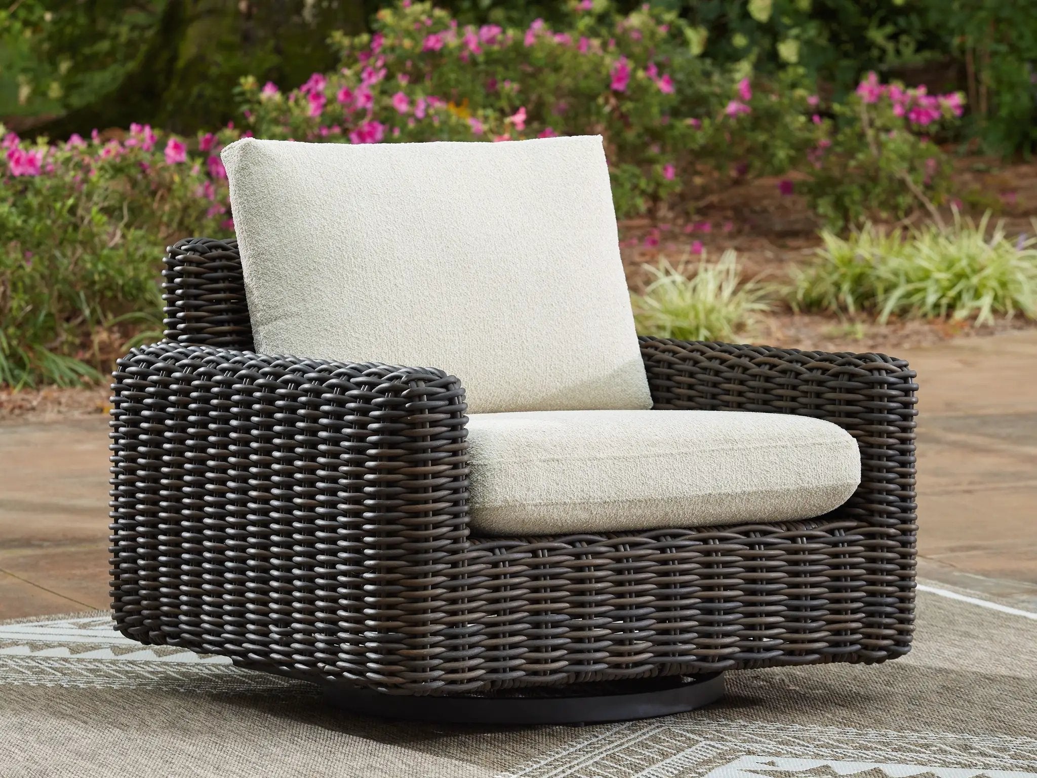Kimora - Swivel Glider Lounge With Cushion - Beige / Dark Brown by Unique Piece Furniture