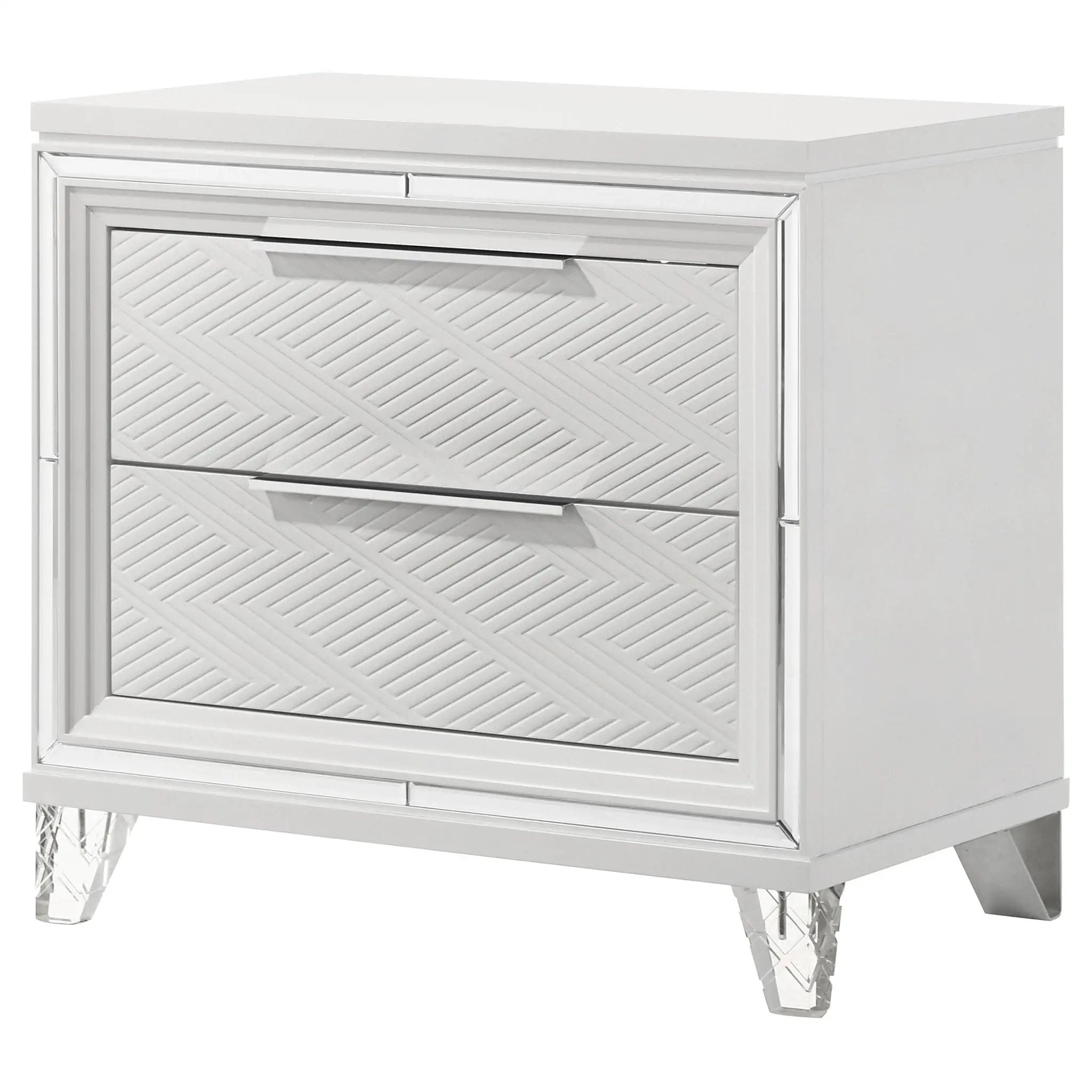 Marmore 2-drawer Nightstand Bedside Table White by Unique Piece Furniture
