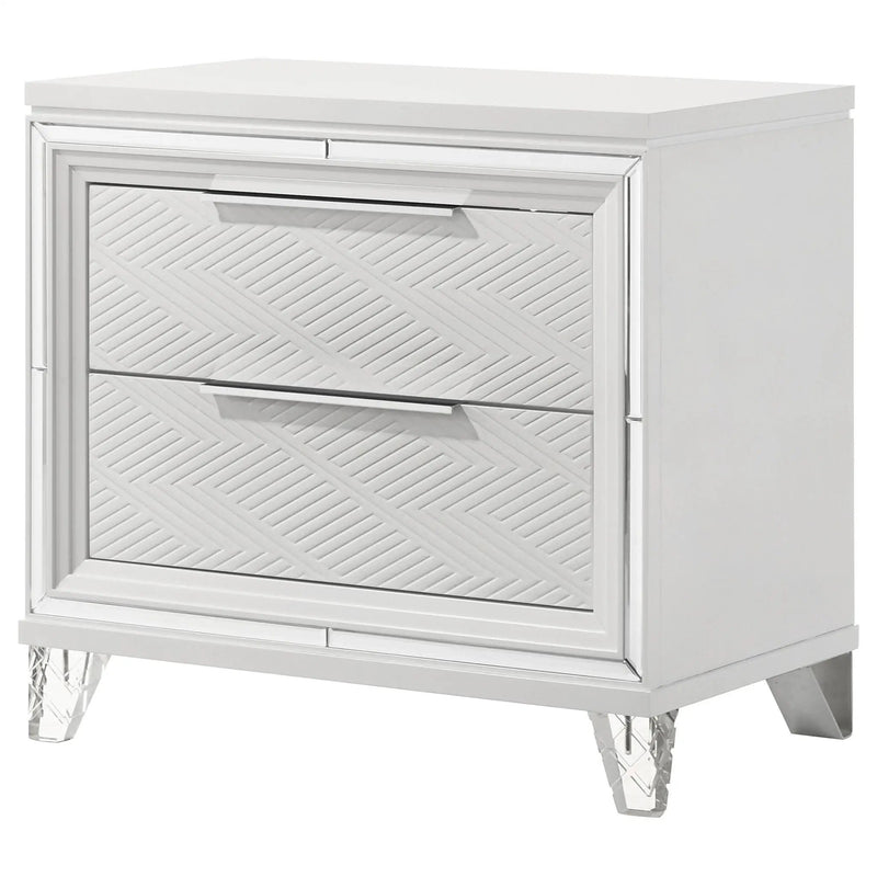 Marmore 2-drawer Nightstand Bedside Table White by Unique Piece Furniture