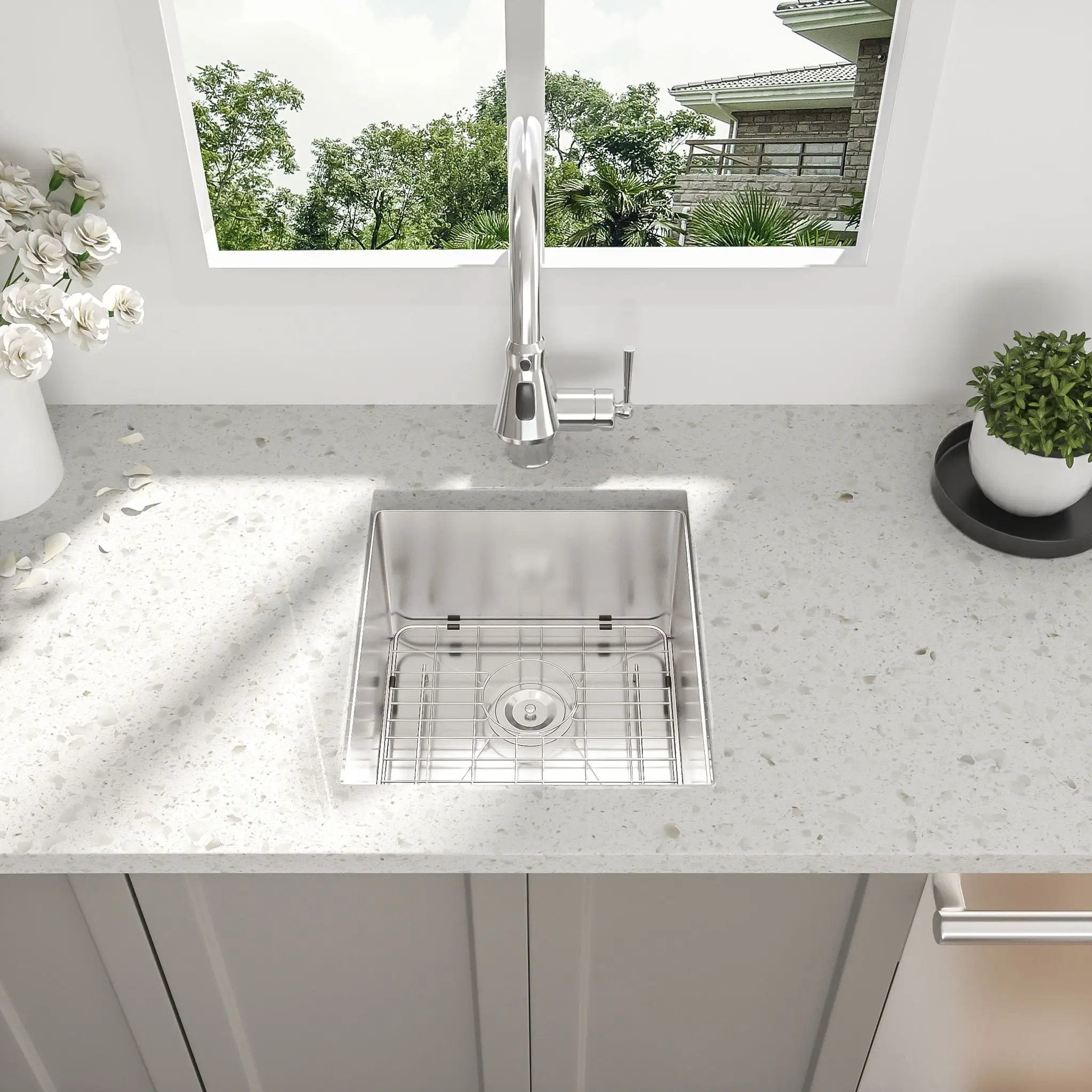 Modern Undermount Stainless Steel Kitchen Sink 16 Gauge, Deep Single Bowl by HouseOfZazla