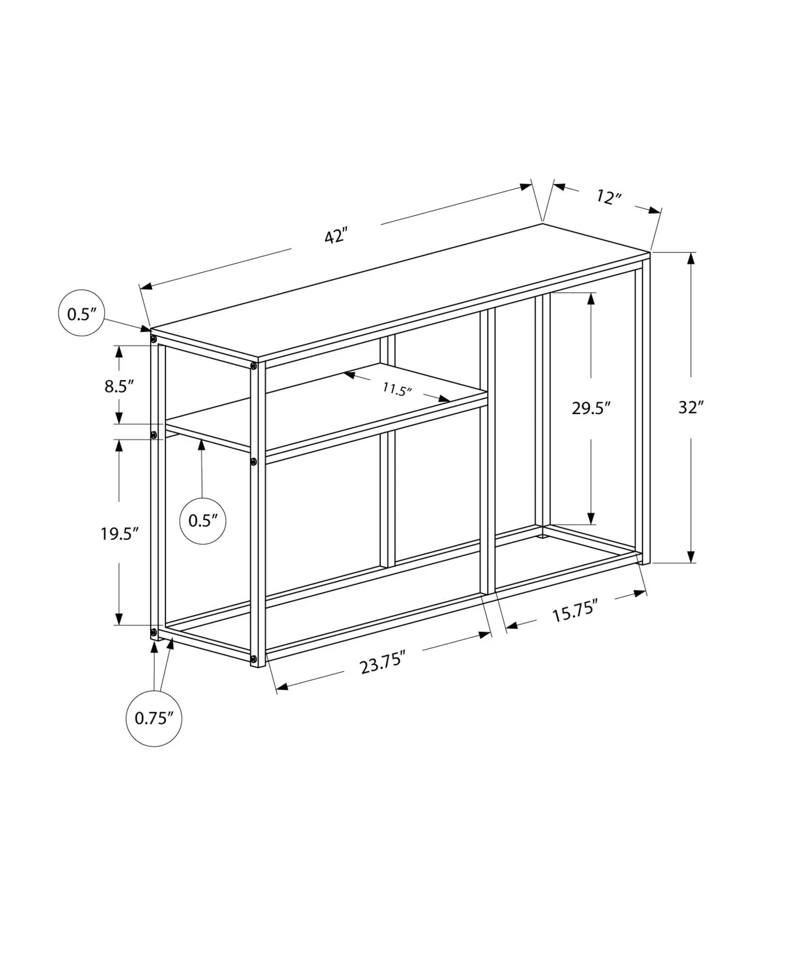 Accent Console Table For Entryway, Contemporary & Convenient Design - Gray by Unique Piece Furniture
