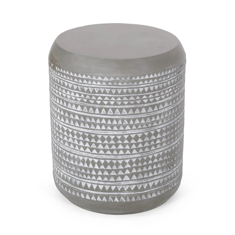 Outdoor Side Table With Cylindrical Shape - White by HouseOfZazla