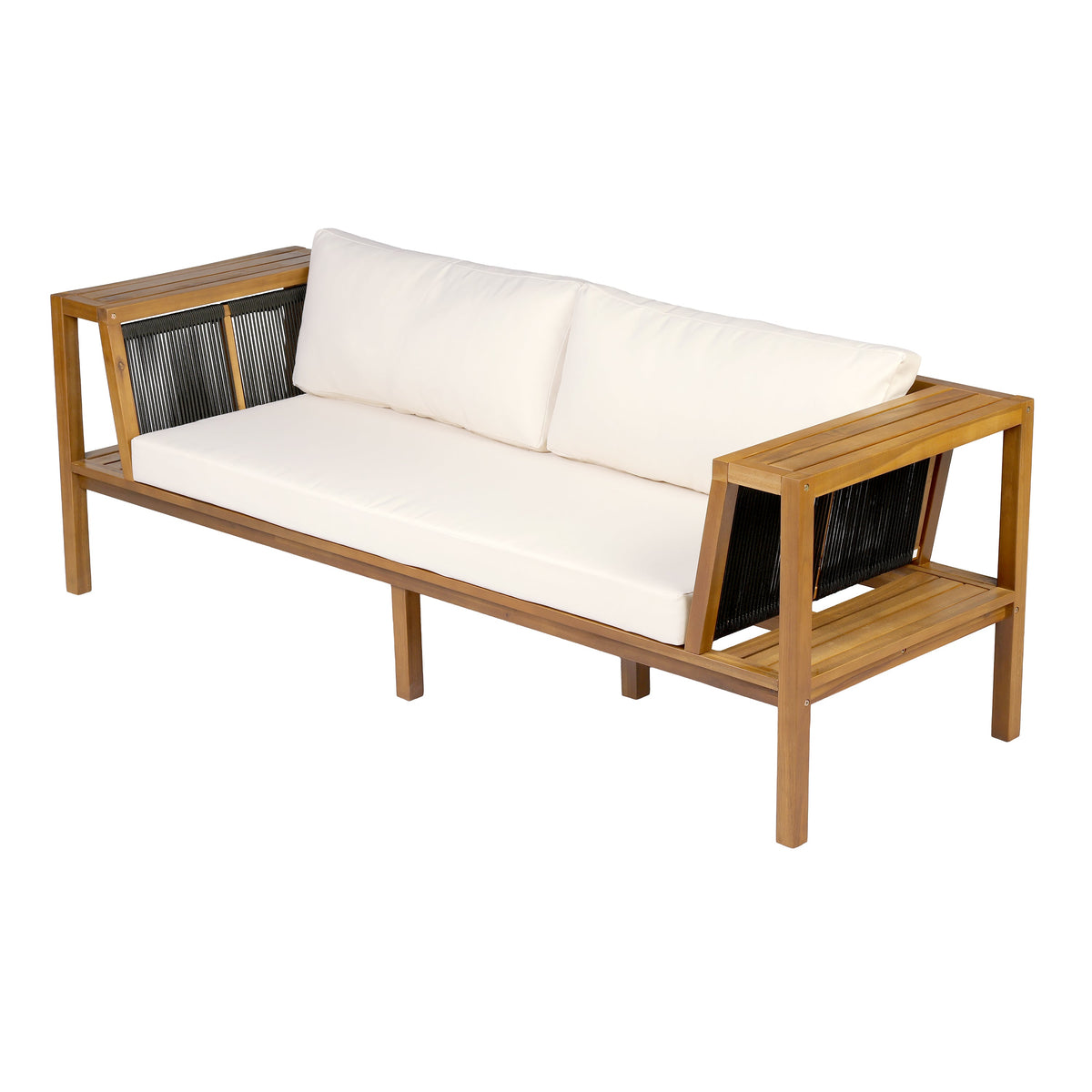 Teak Finish Acacia Wood Outdoor Daybed Sofa Set, photo 6 of 10