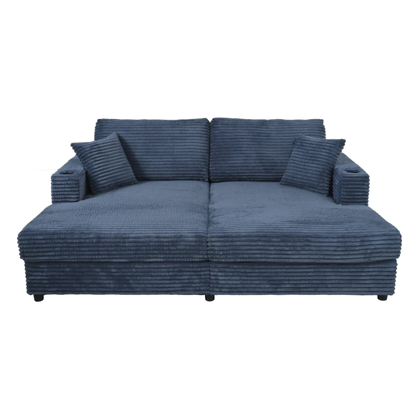 Oversized Loveseat Chaise With 2 USB Ports, 2 Cup Holders And 2 Throw Pillows by HouseOfZazla