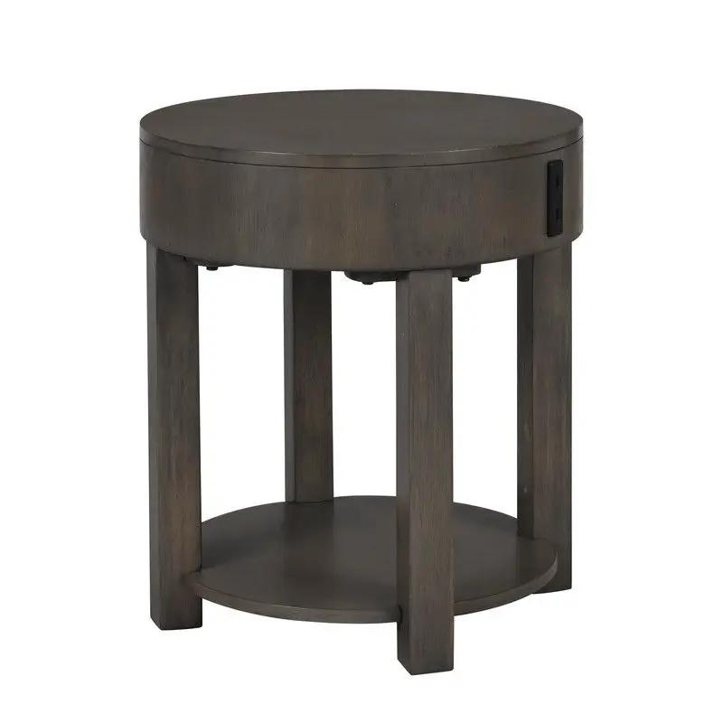 Jonah - MDF End Table With USB Ports - Light Brown by HouseOfZazla