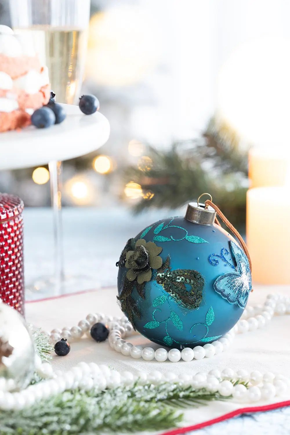 Christmas Ball Ornaments Glass Decorative Hanging Balls Light Blue by HouseOfZazla