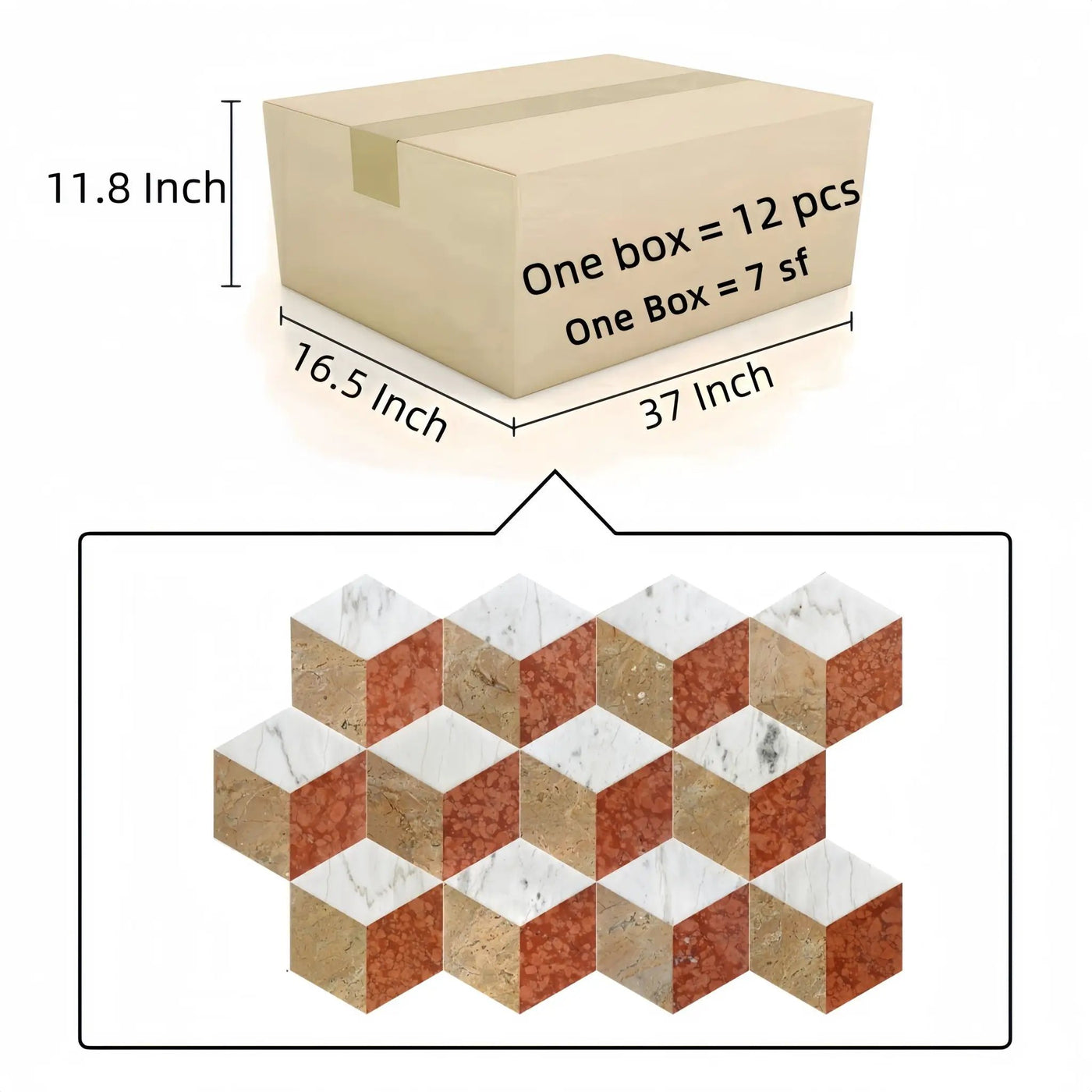 Hexagon Water Tiles For Floor And Wall (Set of 12) by HouseOfZazla
