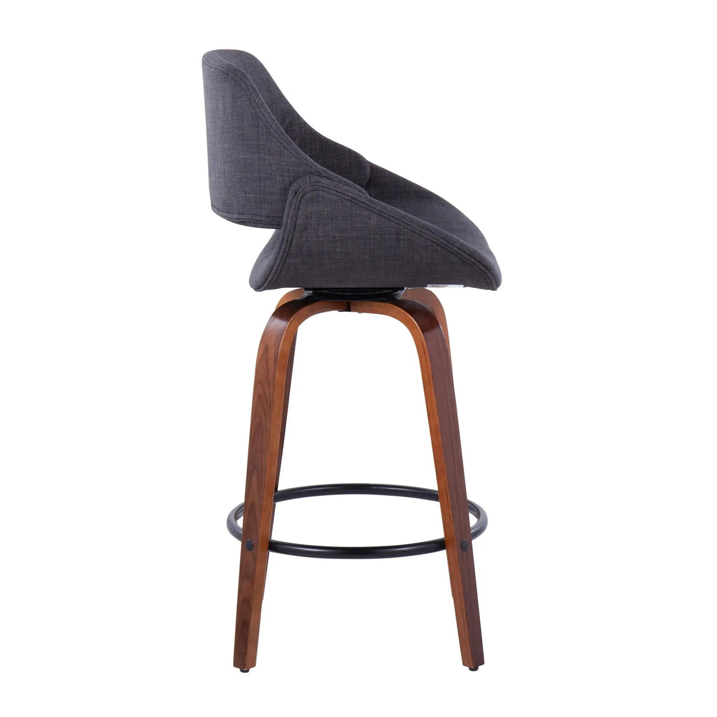 Fabrico - Mid Century Modern Fixed Height Counter Stool & Round Footrest (Set of 2) by HouseOfZazla