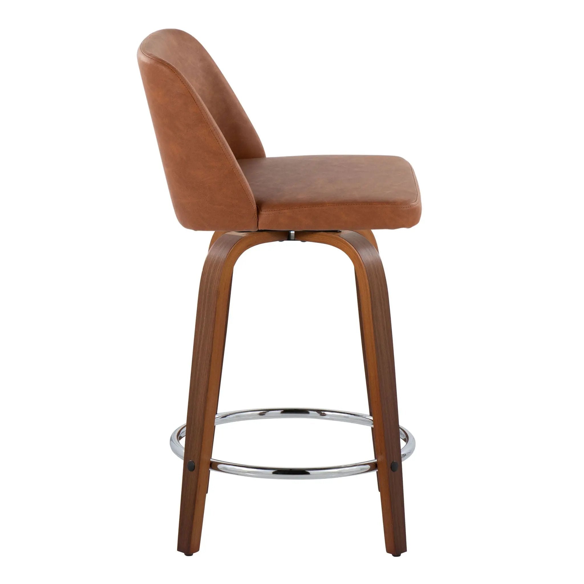 Toriano - Mid Century Modern Fixed Height Counter Stool With Swivel With Round Footrest (Set of 2) by HouseOfZazla