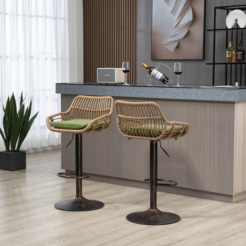 Modern Swivel Bar Stools Adjustable Counter Chairs With Footrest (Set of 2) by HouseOfZazla