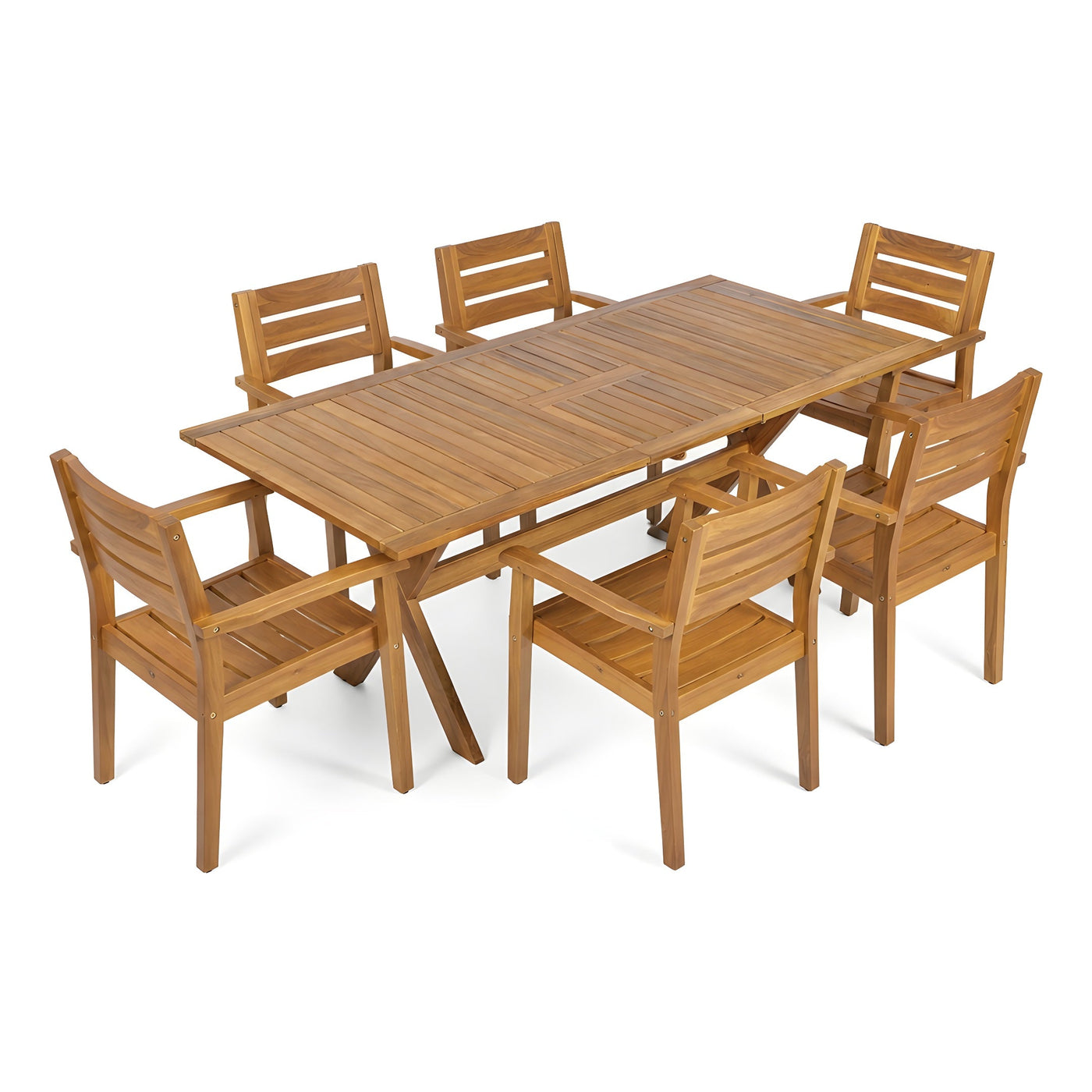 7 Pieces Acacia Wood Outdoor Dining Set by HouseOfZazla