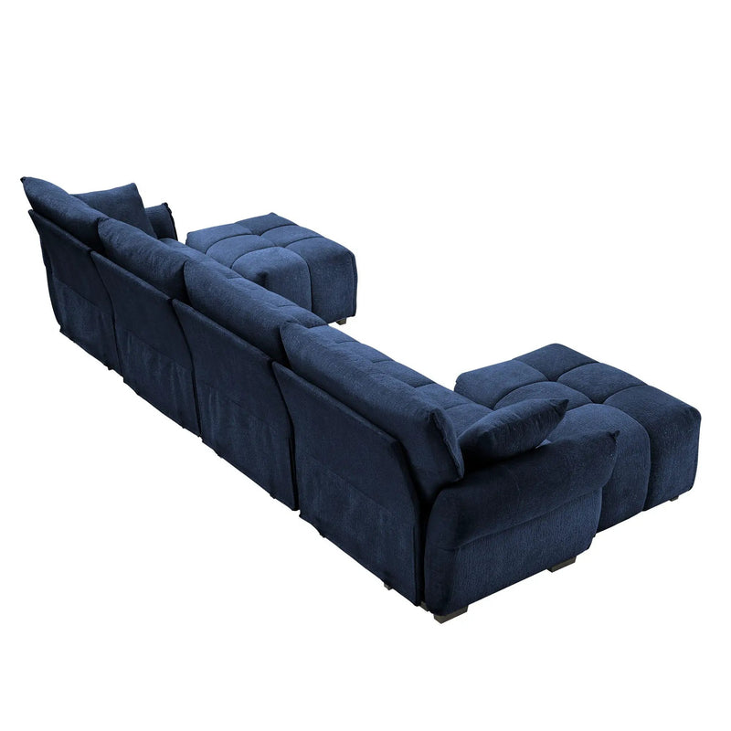 Sofa Set With Ottoman And Pillows, Textured, High Resilience Cushions by HouseOfZazla