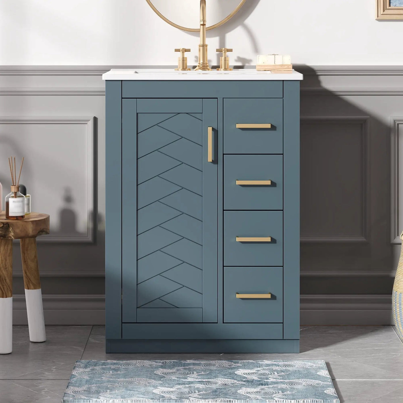 Modern Bathroom Vanity With 1 Door And 3 Drawers by Unique Piece Furniture