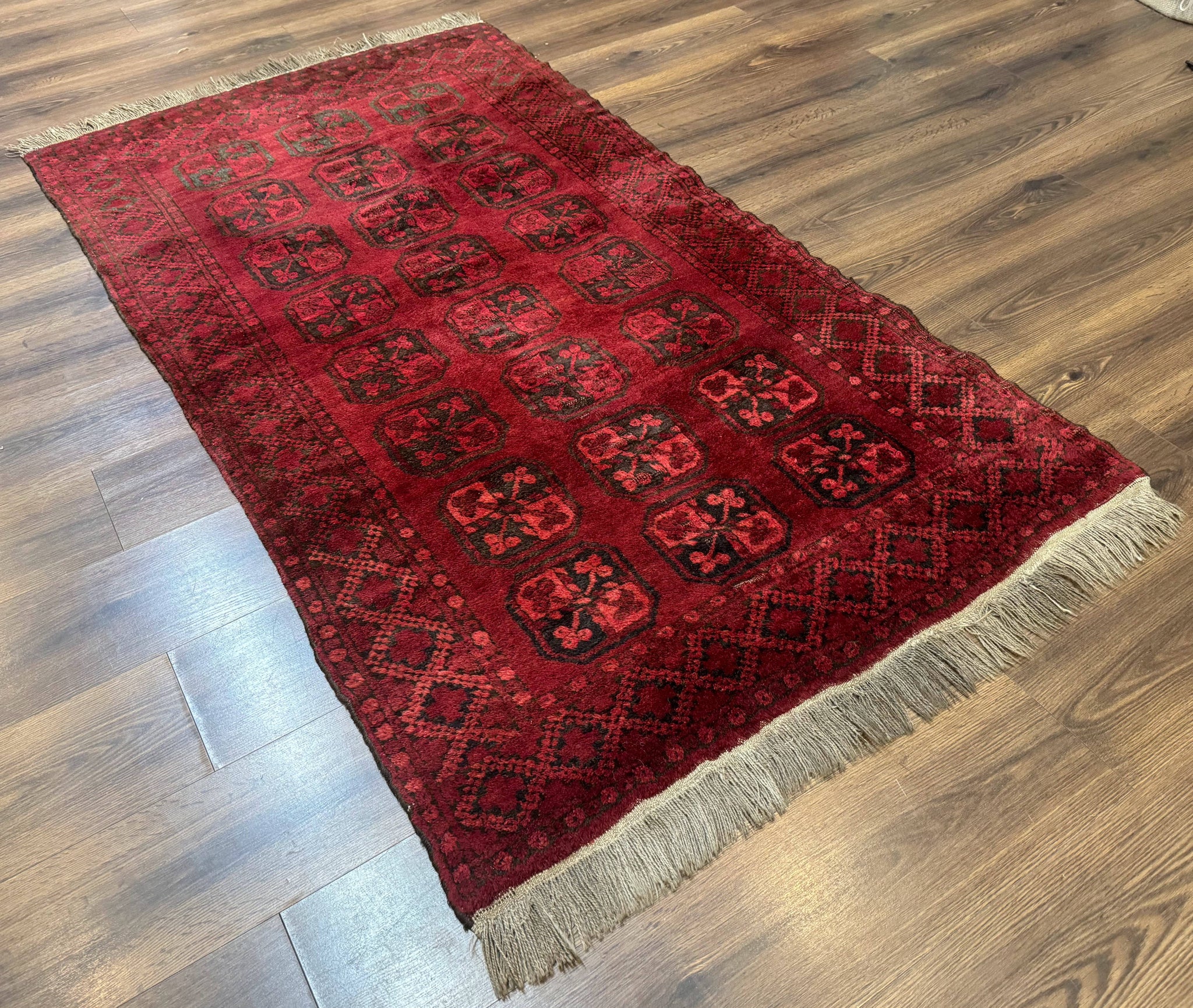 Afghan Turkoman Bokhara Bashir Rug 3x6, Red by Jewel Rugs