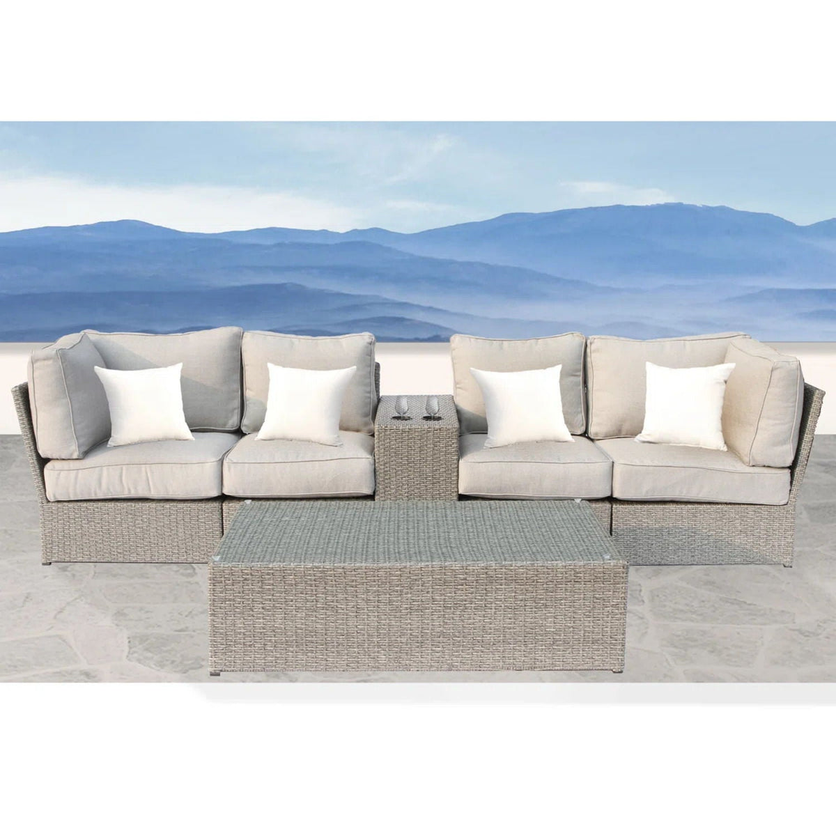 Modular Wicker Patio Seating Group with Cushions - Gray or Dark Brown, photo 24 of 33