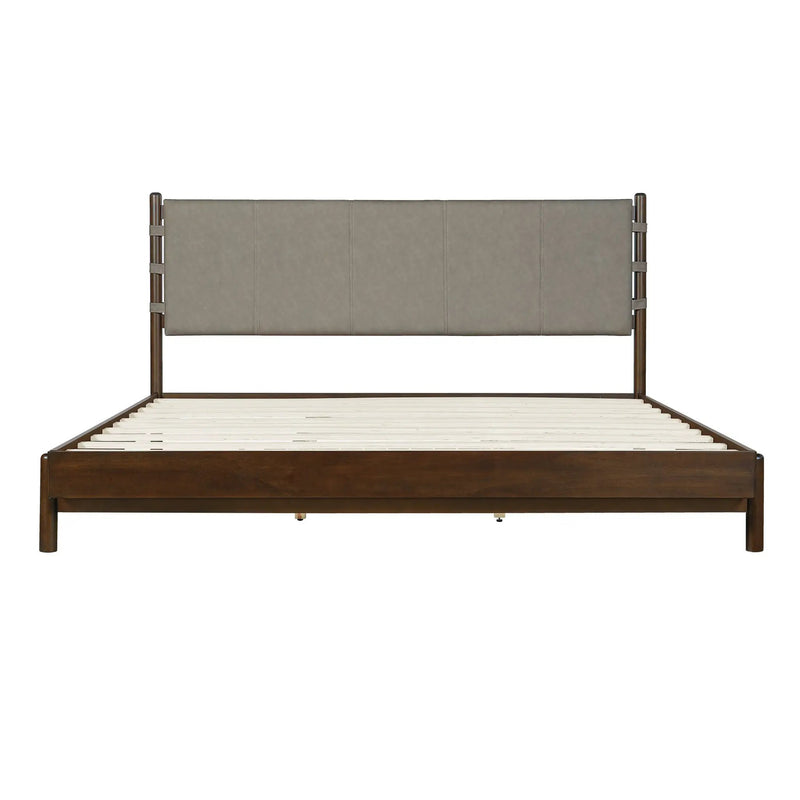 Premium Rubber Wood Platform Bed Frame, King Size with Headboard by HouseOfZazla