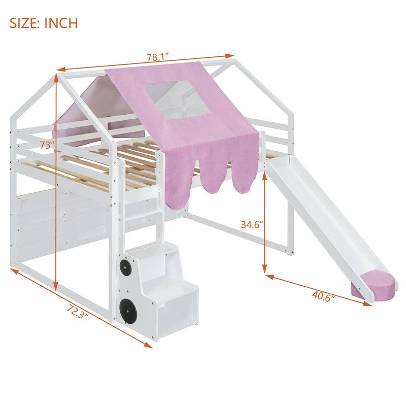 Loft Bed With House Shaped Frame And Tent by HouseOfZazla
