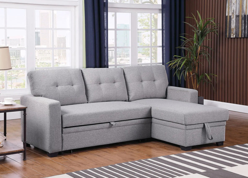 Upholstered Pull Out Sectional Sofa With Chaise by Unique Piece Furniture