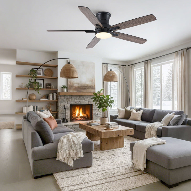 Mordern Flush Mount Ceiling Fan With Light And Remote Control by HouseOfZazla
