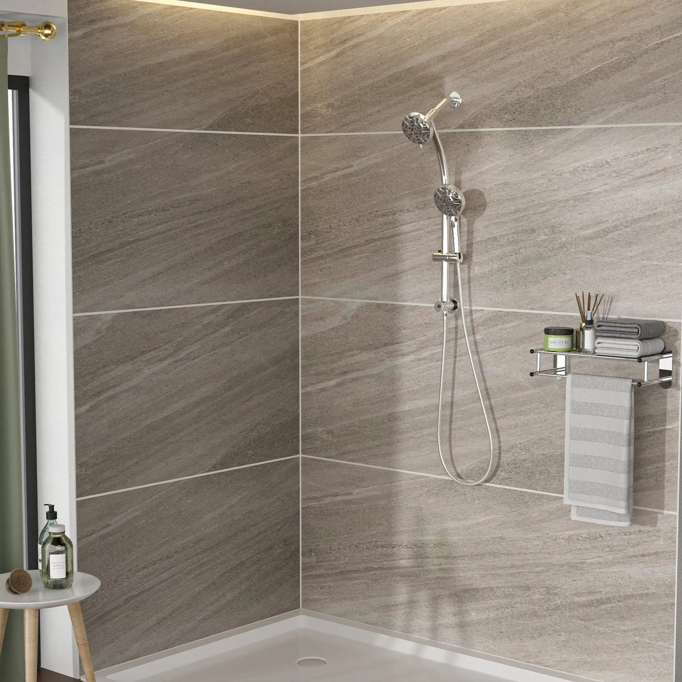 Multi Function Dual Shower Head System With 4.7" Rain Showerhead, 8 Function Hand Shower, Adjustable Slide Bar by HouseOfZazla