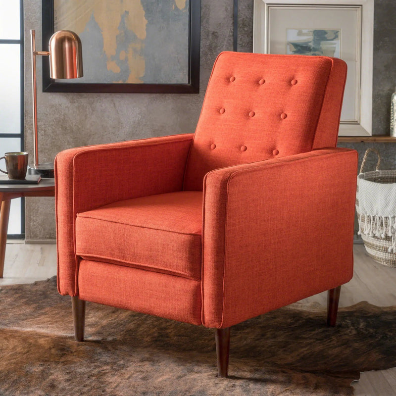 Mid-Century Modern Recliner With Button Tufted Waffle Stitch by Unique Piece Furniture