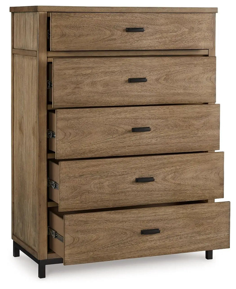 Tomtyn - Five Drawer Chest - Light Brown by Unique Piece Furniture