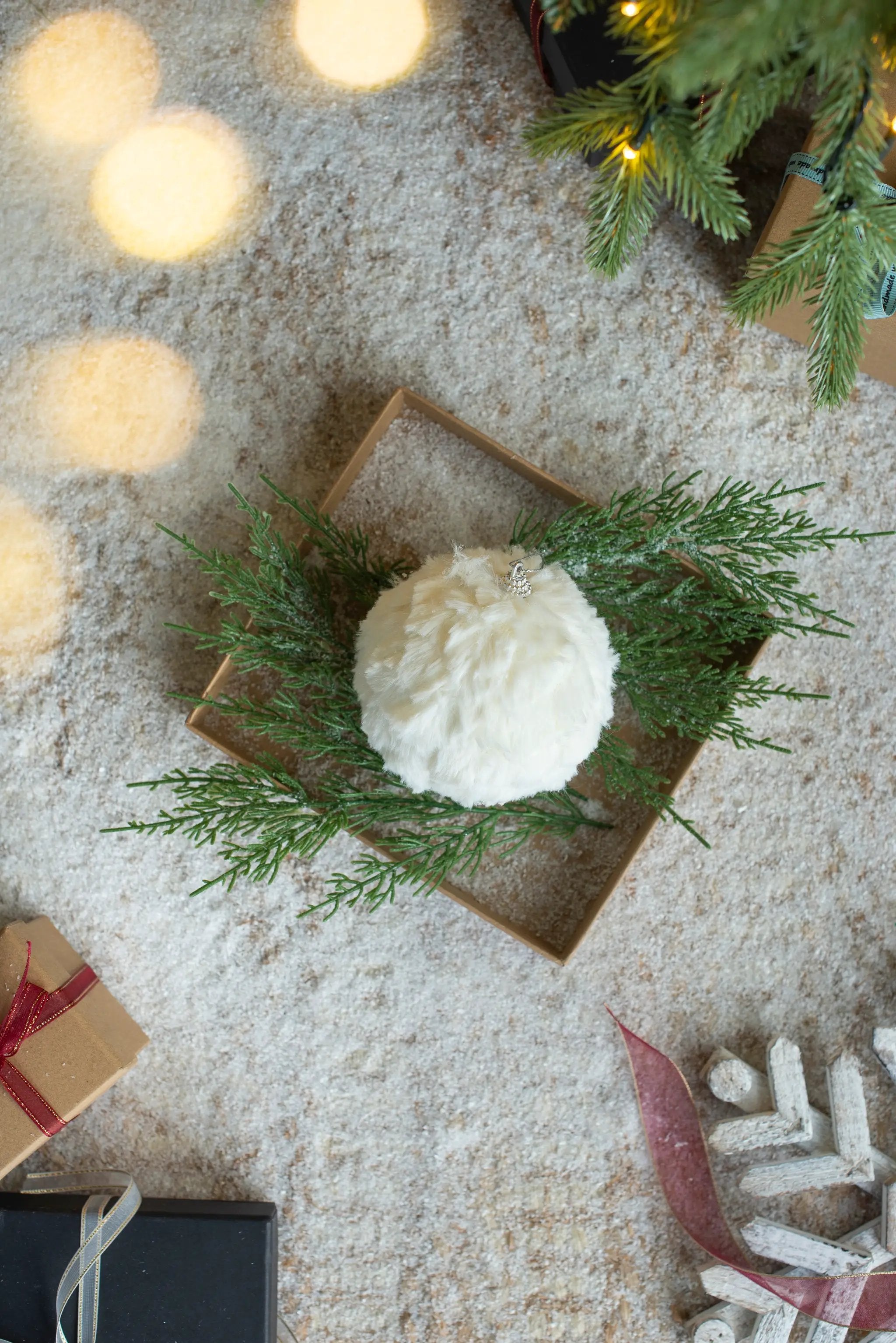 4" Cream Shabby Chic Ruffled Ornament Ball by HouseOfZazla