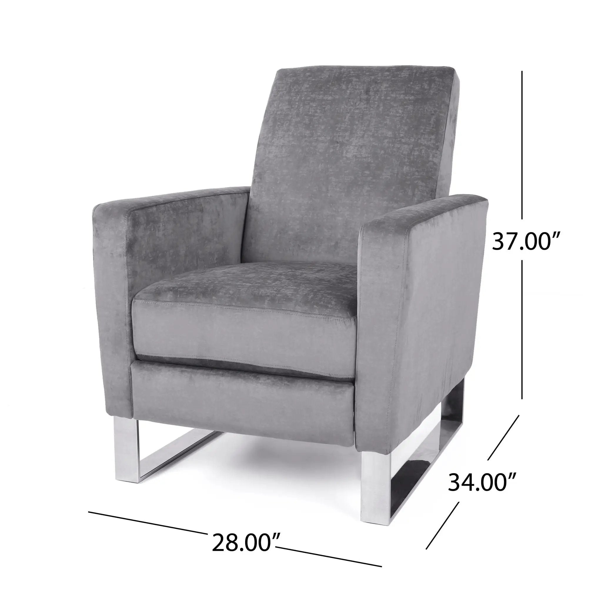 Bolt - Upholstered Recliner Chair With Stainless Steel Base - Gray / Chrome by Unique Piece Furniture