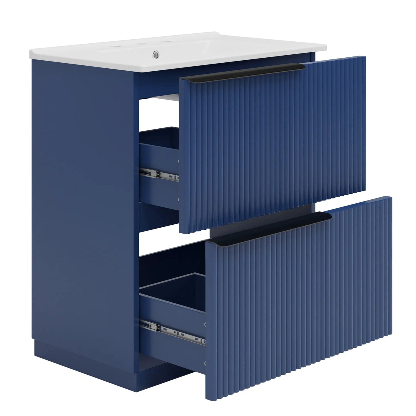 Fluted Bathroom Vanity With Ceramic Sink, Freestanding Cabinet by HouseOfZazla