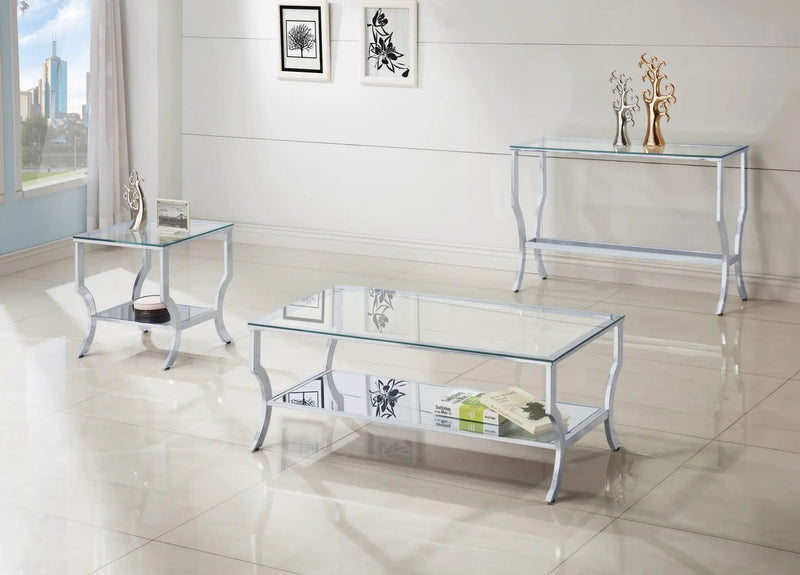 Saide Rectangular Glass Top Entryway Console Table Chrome by Unique Piece Furniture