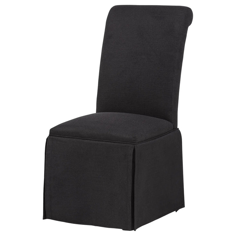 Shawna Upholstered Skirted Side Chair Black (Set of 2) by Unique Piece Furniture