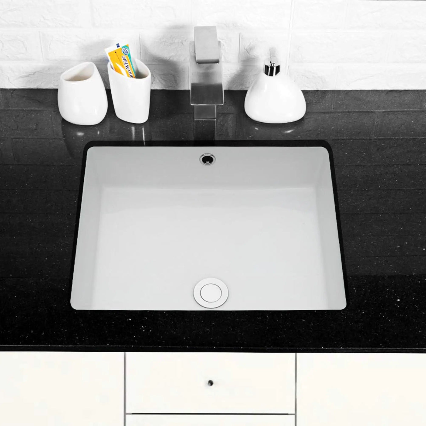 Modern Rectangular Undermount Bathroom Sink With Overflow Ceramic by HouseOfZazla