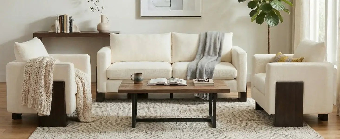 Cozy Sofa Set Oversized Comfy Cloud Sofa with Rubberwood Legs by HouseOfZazla