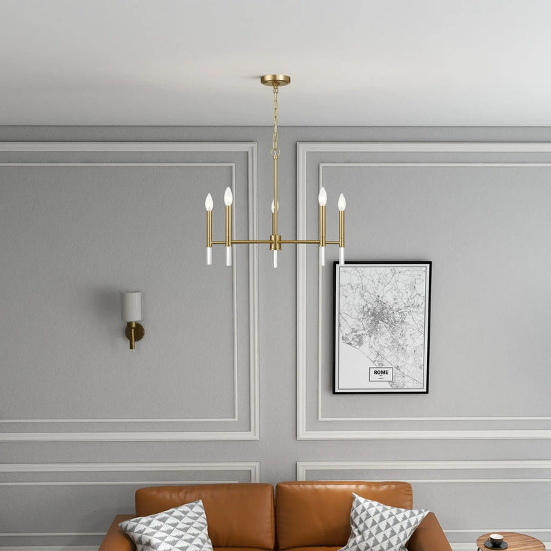 Courtyard - 5 Light Candle Chandelier - Clear / Gold by Unique Piece Furniture