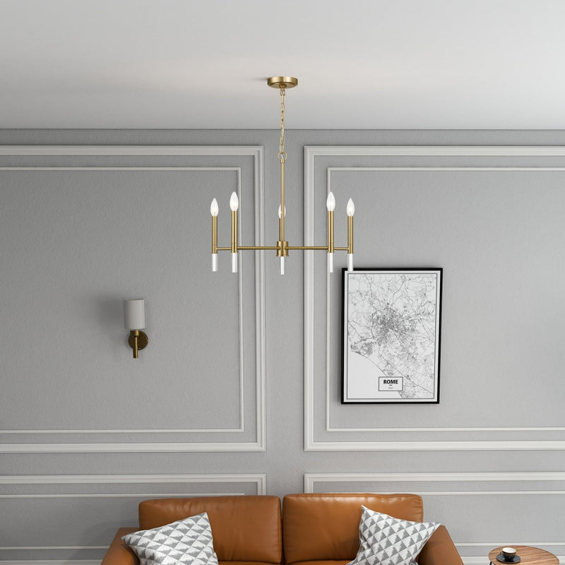 Courtyard 5 Light Candle Chandelier - Clear / Gold, photo 5 of 6