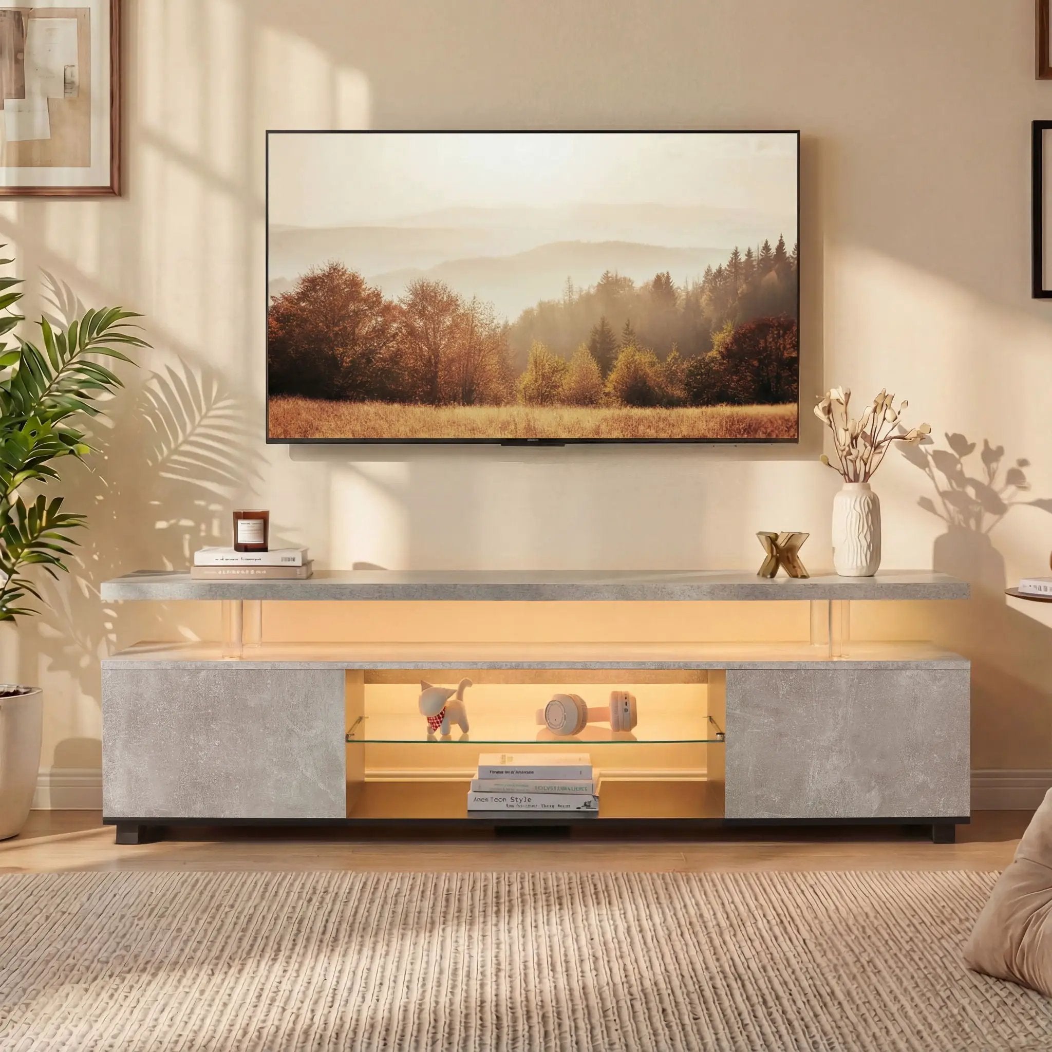 TV Stant With LED And Large Side Cabinet by Unique Piece Furniture