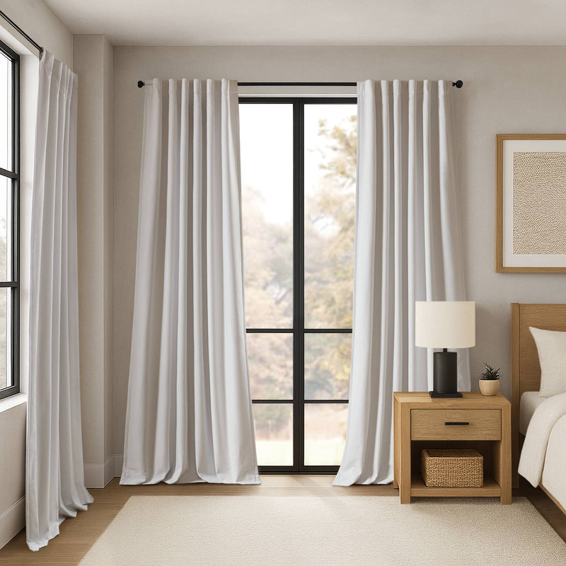 2-PK 52x84" Sound Blocking Total Blackout Curtain Panel Pair White by HouseOfZazla