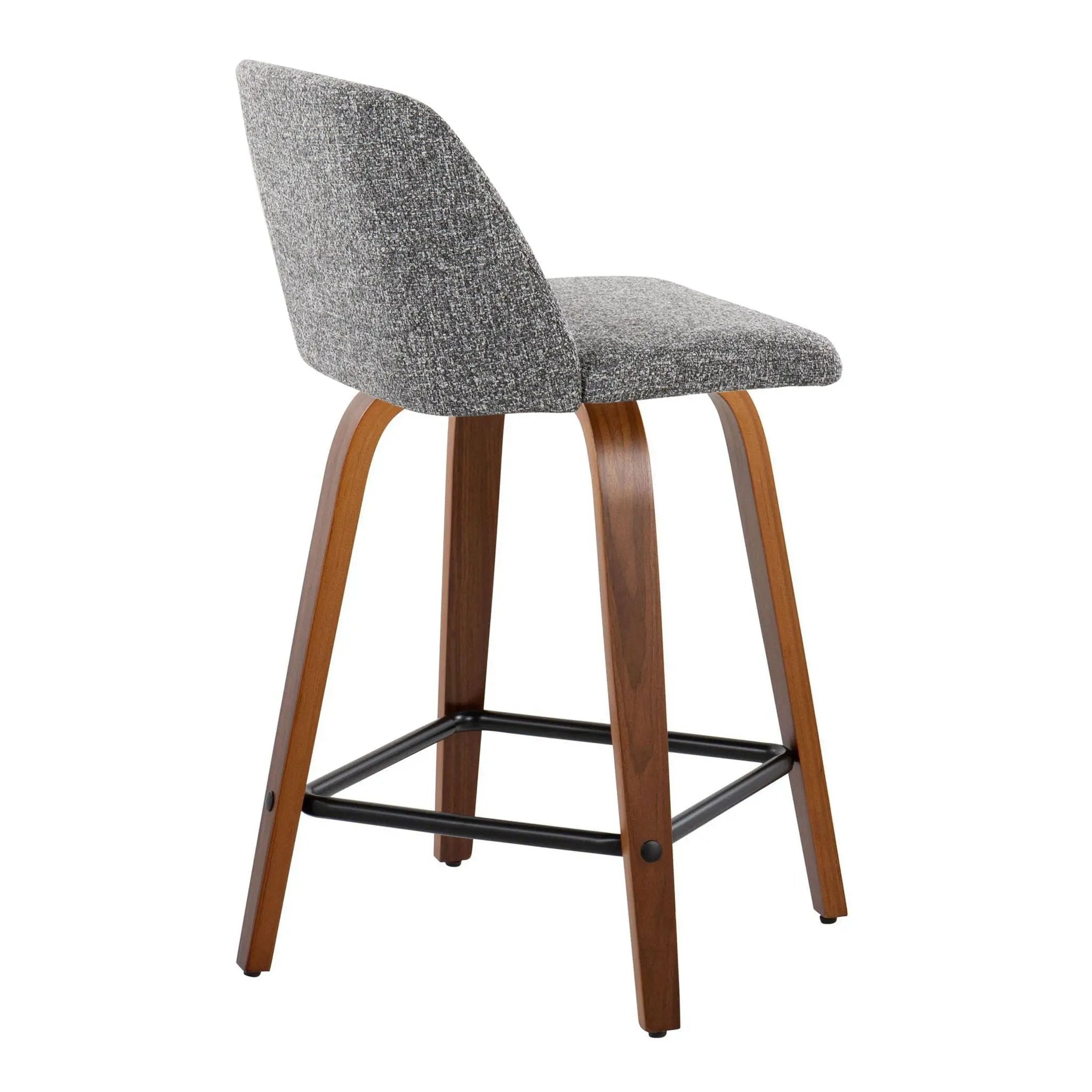 Toriano - Mid Century Modern Fixed Height Counter Stool With Swivel With Square Footrest (Set of 2) by HouseOfZazla