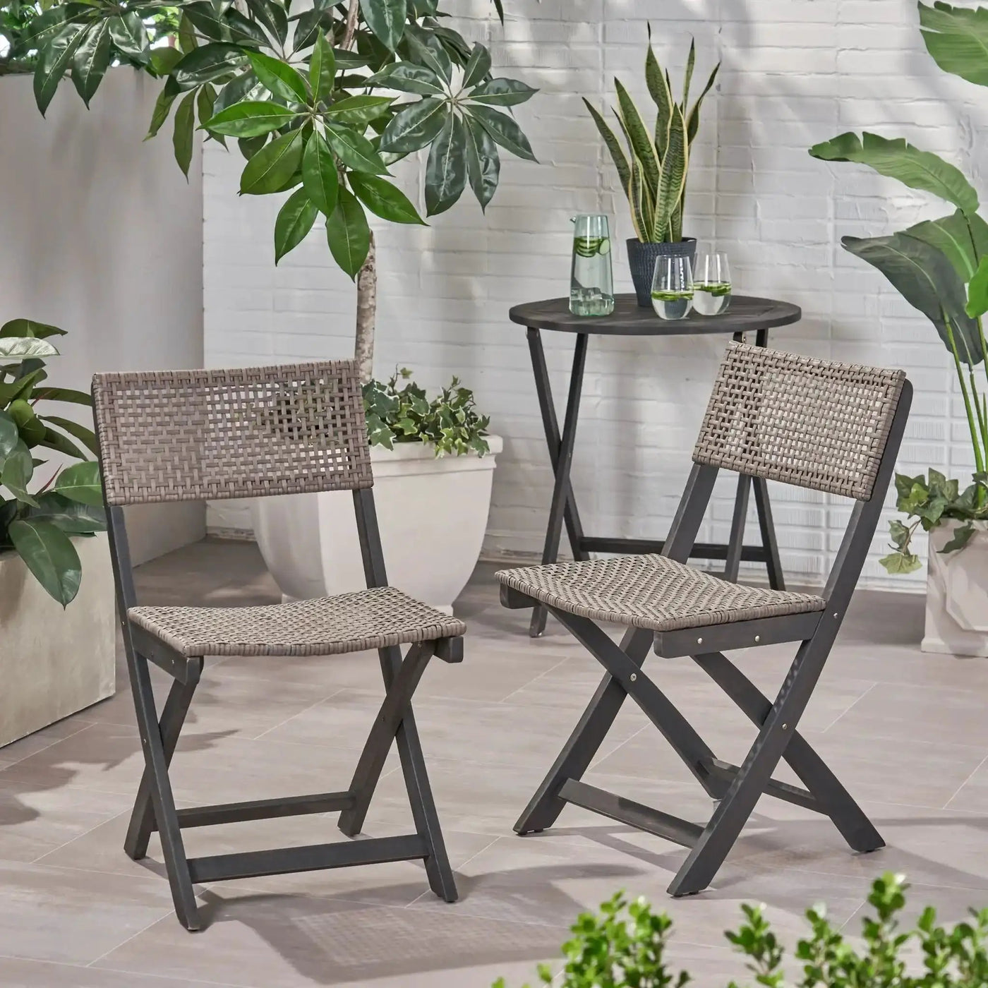 Bistro Foldable Chair With Wicker Backrest by HouseOfZazla