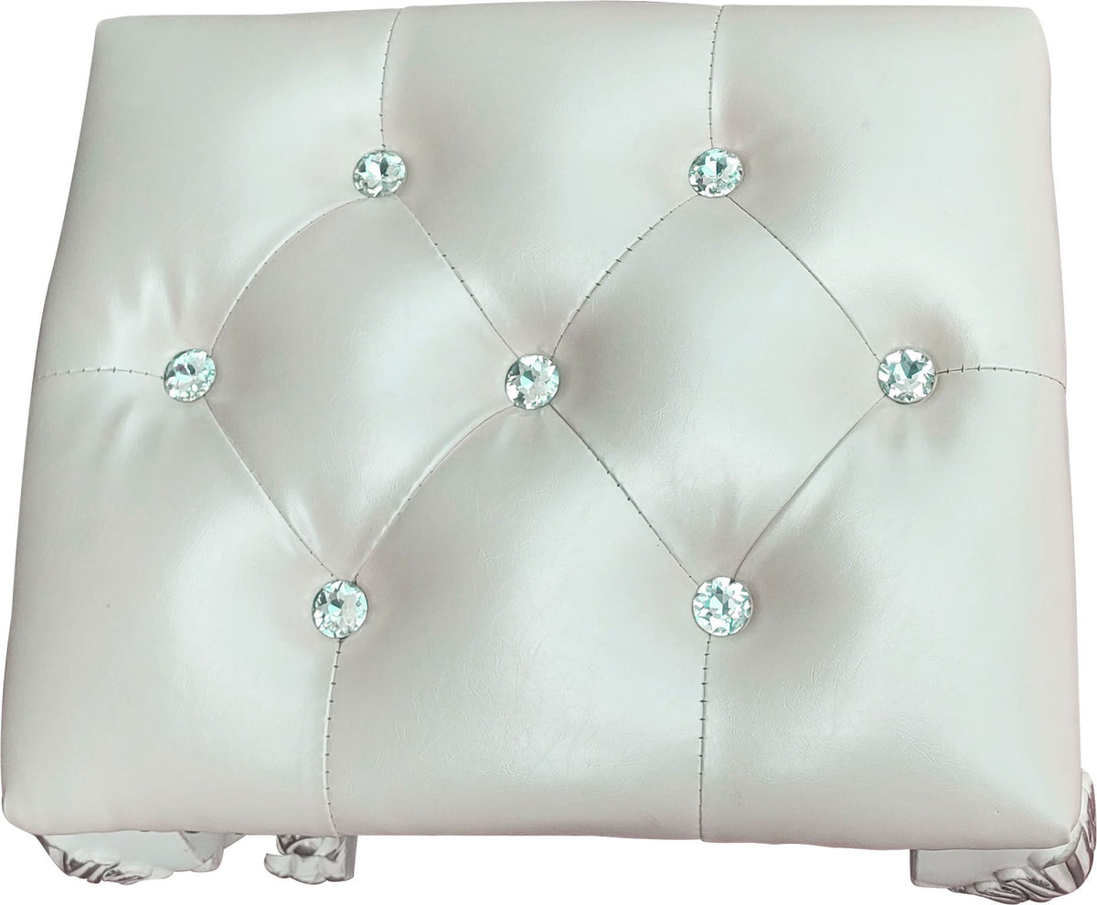 Bone White Vanity Stool with Foam-Padded PU Leather Seat, photo 5 of 6