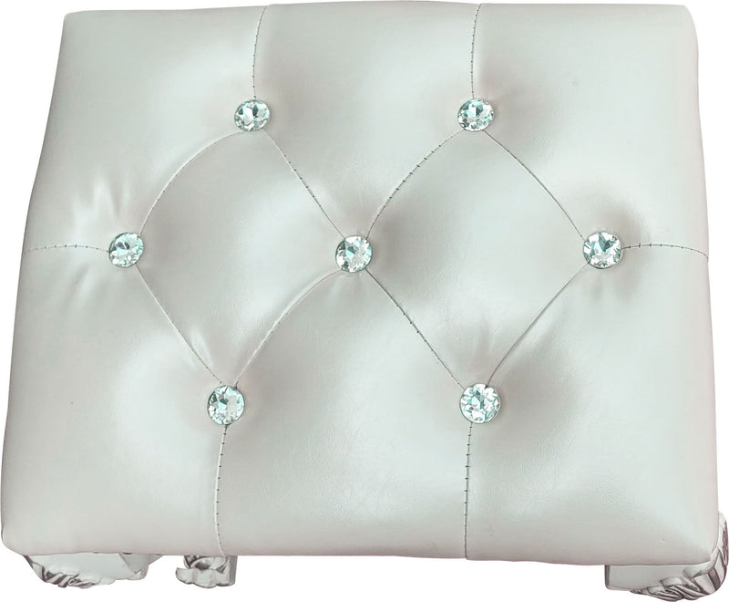 Bone White Vanity Stool with Foam-Padded PU Leather Seat, photo 5 of 6