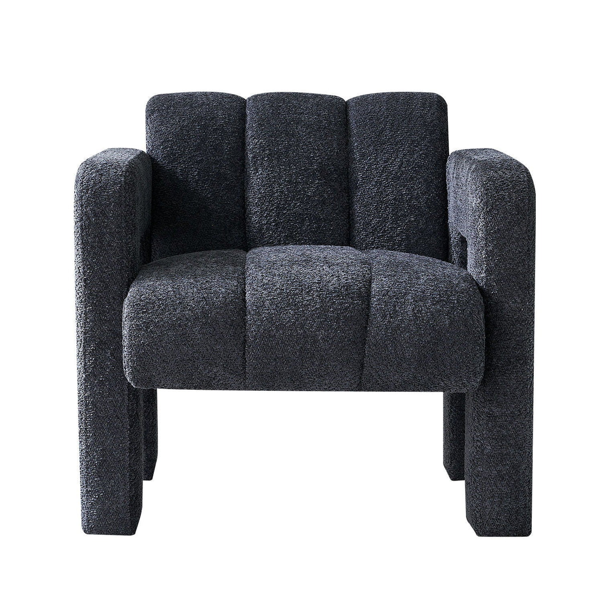 Boucle Upholstered Accent Chair with Solid Wood Frame - Beige, Dark Gray, Orange, photo 10 of 12