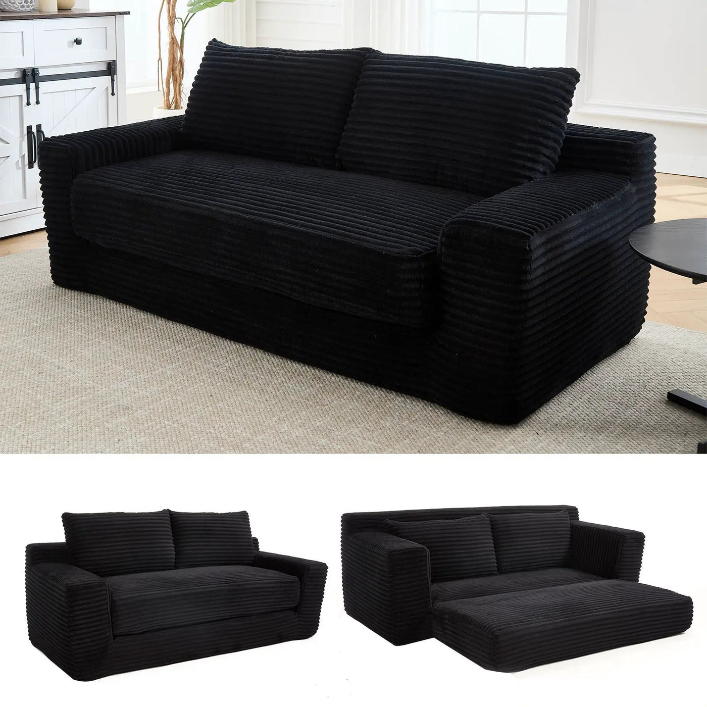 Convertible Loveseat Sofa Bed With Memory Foam & Steel Frame by Unique Piece Furniture
