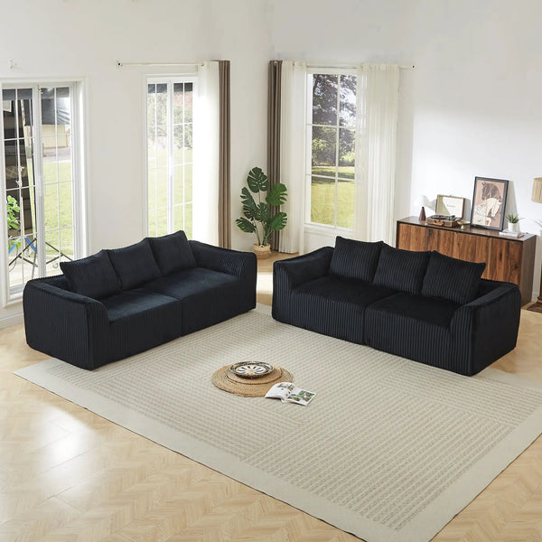 Minimalist 3+3 Seater Corduroy Sofa Set, photo 2 of 10